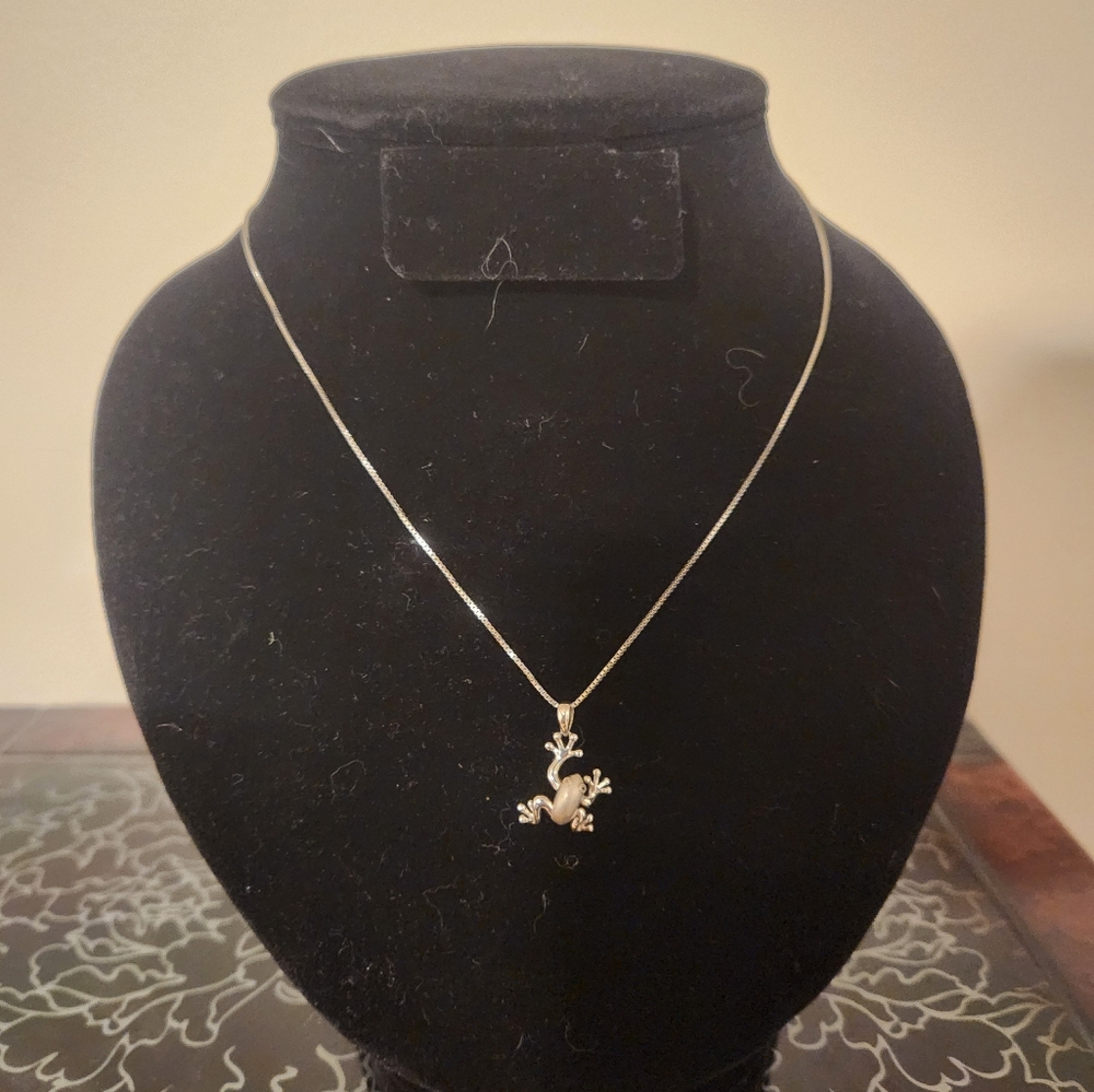 Sterling Silver Frog Pendant Necklace Minimalist Design